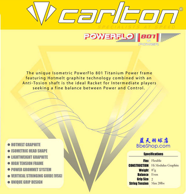 Carton racket 801 Ti Power spec
